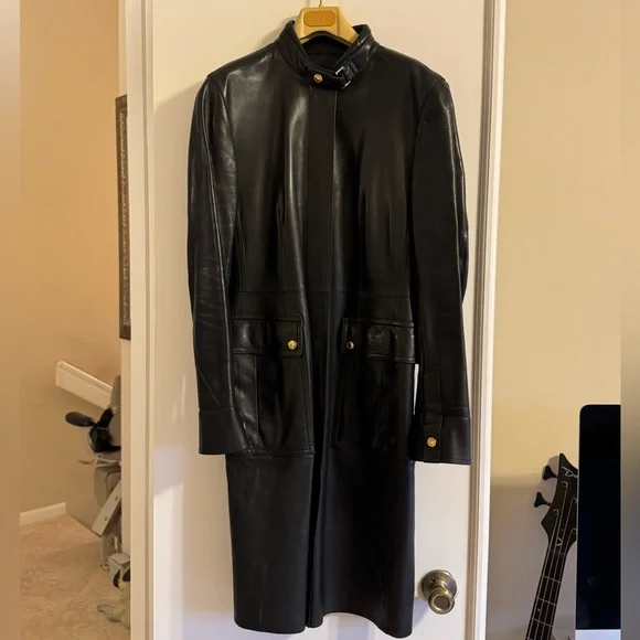 Vintage Gucci Leather Trench Coat - Picture 3 of 7